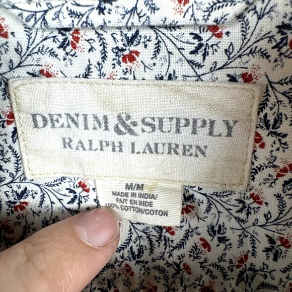 Ralph Lauren Denim Supply Shirt Size Medium White Floral Long Sleeve Button Up - Picture 3 of 5